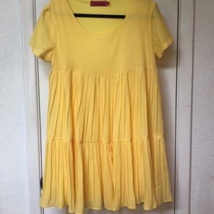 Boohoo yellow babydoll tiered smock dress -SOLD